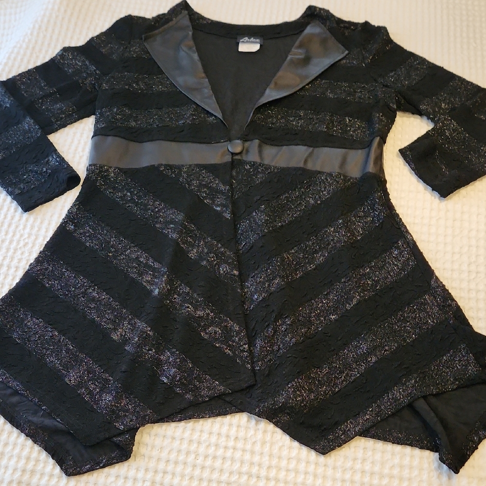 Artex Metallic Striped Black Textured Jacket Sz XXL